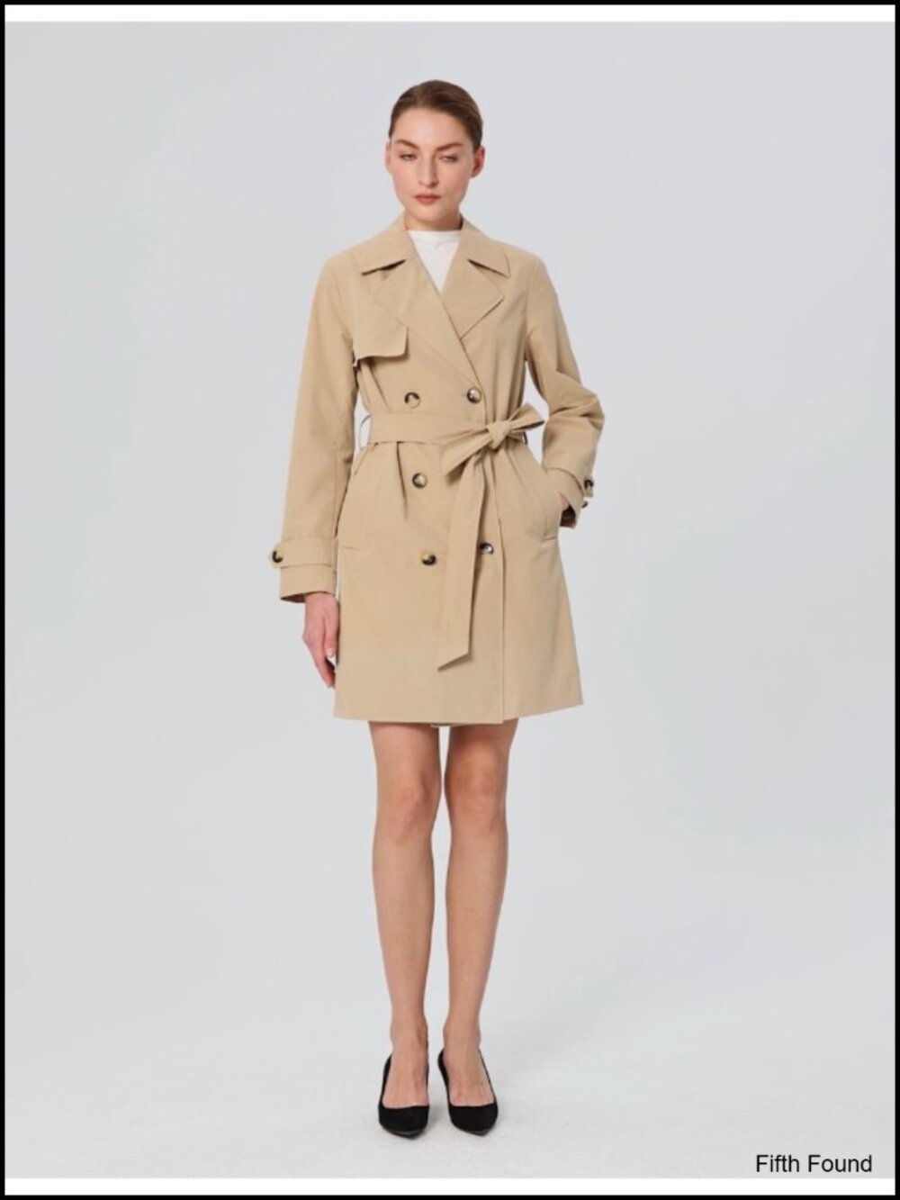 Waterproof Long Trench Coat Double Breasted Belted Lightweight Travel - Picture 6 of 6